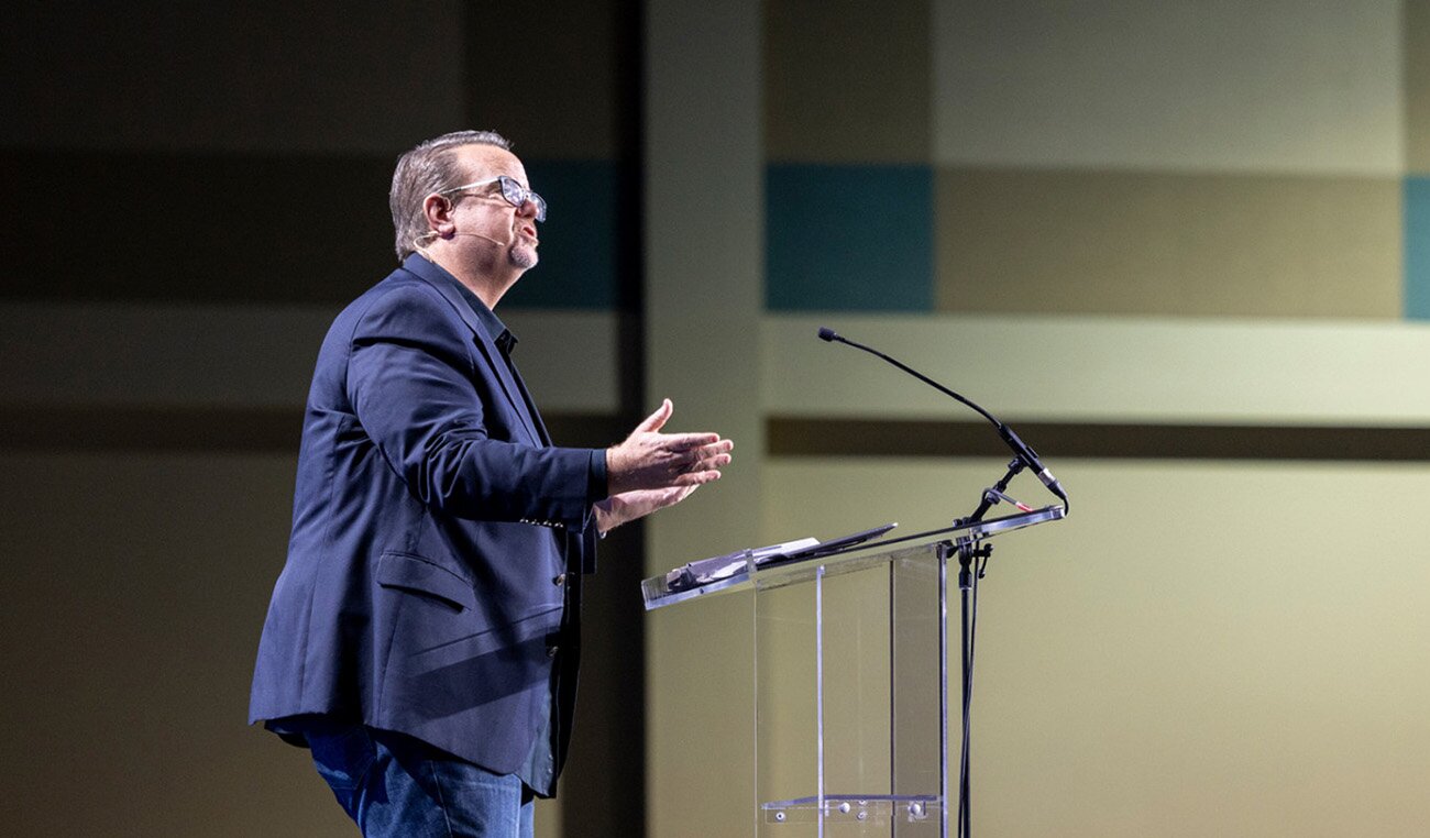 Ed Stetzer speaking from a podium